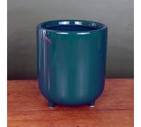 Leaf Macetas de cerámica para Interiores de Color Verde y Azul, 15 cm