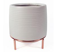 Leaf Macetas de cerámica, Soporte de Oro Blanco, 18 cm