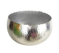 Leaf Macetero Grande de Metal Martillado con Borde Recto, Reflectante, Plateado, Curva de 32 cm