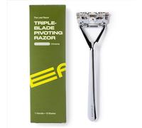 Leaf Shave | Leaf Razor, Chrome - All-Metal, Eco-Friendly Shaver for Women & Men; Includes 10 Stainless Steel Single-Edge Blades; Recommended for Head Shaving and Leg Shaving