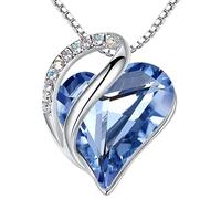 Leafael Día de la Madre Collar Mujer Infinito Amor Corazón con Piedra de Nacimiento Cristales Austriacos Chapado en Plata Cadena Ajustable 18+2 con Caja de Regalo