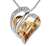 Leafael Día de la Madre Collar Mujer Infinito Amor Corazón con Piedra de Nacimiento Cristales Austriacos Chapado en Plata Cadena Ajustable 18+2 con Caja de Regalo