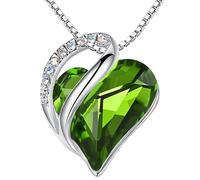 Leafael Día de la Madre Collar Mujer Infinito Amor Corazón con Piedra de Nacimiento Cristales Austriacos Chapado en Plata Cadena Ajustable 18+2 con Caja de Regalo