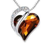 Leafael Día de la Madre Collar Mujer Infinito Amor Corazón con Piedra de Nacimiento Cristales Austriacos Chapado en Plata Cadena Ajustable 18+2 con Caja de Regalo