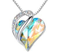 Leafael Día de la Madre Collar Mujer Infinito Amor Corazón con Piedra de Nacimiento Cristales Austriacos Chapado en Plata Cadena Ajustable 18+2 con Caja de Regalo