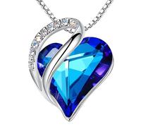 Leafael Día de la Madre Collar Mujer Infinito Amor Corazón con Piedra de Nacimiento Cristales Austriacos Chapado en Plata Cadena Ajustable 18+2 con Caja de Regalo