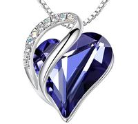 Leafael San Valentín Collar Mujer Infinito Amor Corazón, Colgante con Piedra de Nacimiento y Cristales Curativos, Joyería Regalo para Mujer, Chapado en Plata, Cadena 18+2"