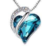 Leafael San Valentín Collar Mujer Infinito Amor Corazón, Colgante con Piedra de Nacimiento y Cristales Curativos, Joyería Regalo para Mujer, Chapado en Plata, Cadena 18+2"