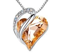 Leafael San Valentín Collar Mujer Infinito Amor Corazón, Colgante con Piedra de Nacimiento y Cristales Curativos, Joyería Regalo para Mujer, Chapado en Plata, Cadena 18+2"
