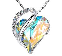 Leafael San Valentín Collar Mujer Infinito Amor Corazón, Colgante con Piedra de Nacimiento y Cristales Curativos, Joyería Regalo para Mujer, Chapado en Plata, Cadena 18+2"