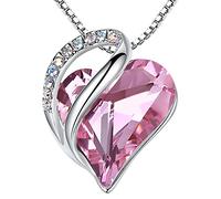 Leafael San Valentín Collar Mujer Infinito Amor Corazón, Colgante con Piedra de Nacimiento y Cristales Curativos, Joyería Regalo para Mujer, Chapado en Plata, Cadena 18+2"