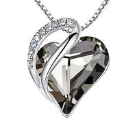 Leafael San Valentín Collar Mujer Infinito Amor Corazón, Colgante con Piedra de Nacimiento y Cristales Curativos, Joyería Regalo para Mujer, Chapado en Plata, Cadena 18+2"