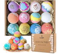 Leafgift Juego de regalo de bombas de baño, 12 piezas hechas a mano con sal marina natural, cacao y manteca de karité, perfecto para spa de baño de burbujas, hidratante piel seca, alivio del estrés