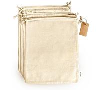 Leafico Bolsas de Almacenamiento de algodón con cordón - X-Grande 36x43 cm - 6 Bolsas Multiusos de Tela Lona para Pan, Alimentos a Granel, Papas, cebollas y Zapatos