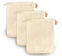 Leafico Bolsas de Almacenamiento de Algodón Tamaño XXL 48x59 cm (Pack de 3) - Sacos Reutilizables con Cordón para Zapatos, Bolsos, Ropa, Lavandería, Almacenaje Doméstico y Viajes