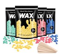 Leaflai 4 Sabores Perlas de Cera Depilatoria Caliente, 4X 100G Olores Cera de Depilación Indolora y Limpiadora con 10 Aplicadores, Suave Para Cuerpo Entero, Cara, Axilas, Bikini, Hollywood