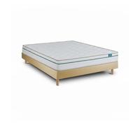 Leafsleep conjunto cloud one + sommier 15 cm beige, colchón 21 cm viscoelástico - talla 2 (200 x 100 cm), altura total 51 cm.