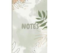 "Leafy Notebook - 6x9” Lined Journal with Pink, Brown & Green Botanical Design | 150 Pages, White Paper with Leaf Detail on Every Page - Aesthetic Writing Notebook