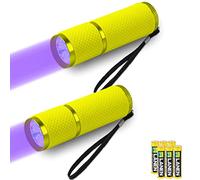 LEAGY 2-Pack Mini linterna UV con 9 LED y baterías - Detector de orina de mascotas para perros/gatos, agentes fluorescentes, manchas secas, detección de falsificaciones, billetes de banco, etc