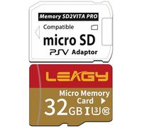 LEAGY Adaptador de tarjeta de memoria SD2Vita 5.0 con tarjeta micro SD de 32 GB, tarjeta de memoria flash microSDHC UHS-I de alta velocidad con adaptador de tarjeta micro SD PSV para PSV 1000/2000