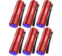 LEAGY Paquete de 6 luces LED UV ultra violeta luz negra 9 LED luz al aire libre etc (Rojo)