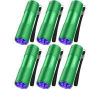 LEAGY Paquete de 6 luces LED UV ultra violeta luz negra 9 LED luz al aire libre etc (Verde)