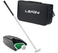 LEAGY Putter Portátil de Golf de Práctica de Viaje con Estuche para Interior y Exterior, Sistema de Retorno de Bola, Mejor Regalo para la Oficina Ejecutiva, Set de Putter