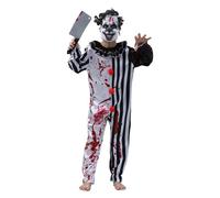 Leajap Disfraz Payaso Asesino para Niños: Disfraz Terrifier Ideal para Fiestas de Halloween - Eventos Temáticos y Congresos de Cosplay (Black-White, M)