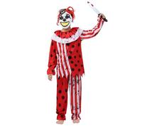 Leajap Disfraz Payaso Asesino para Niños: Disfraz Terrifier Ideal para Fiestas de Halloween - Eventos Temáticos y Congresos de Cosplay (Red-White, L)