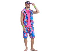 Leajap Traje de Los 80 para Fiesta Temática Masculina: Disfraz de Carnaval para Ken - Traje de Neón, Ropa Deportiva para Adultos (M)