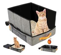 Leak-Proof Cat Litter Pan With Lid, Travel Litter Box For Cats, Hard Bottom Poop Tray With Zipper Pet Carrier For Housebreaking Treats Indoor Toy Corner Camping Airplane Outdoor Hotel Travel