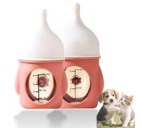 Leak-Proof Squeezable Kitten Bottle, Kitten Bottle Feeding Kit, Pet Silicone Anti-Choking Milk Bottle, 20ml/80ml Newborn Kittens/Dogs Bottles, 4-Pack Kittens B-ottles Nipples (20ml+80ml Pink)