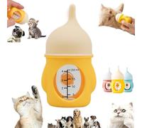 Leak-Proof Squeezable Kitten Bottle, Kitten Bottles for Nursing, Puppy Bottles for Nursing, Reusable Pet Feeding Puppy Bottle, Silicone Kitten Bottle Feedings Kit, for Newborn Kitten (Yellow, 20 ML)