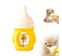 Leak-Proof Squeezable Kitten Bottle, Puppy Bottles for Nursing Puppy Milk, Reusable Anti-Choking for Nursing Pet Feeding Silicone Bottles Feedings Kit, fors Newborn Small Animals (Yellow,20 ML)