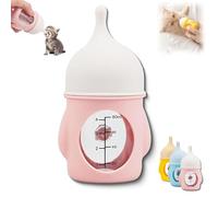 Leak-Proof Squeezable Kitten Bottle, Reusable Pet Feeding Bottle, Pet Silicone Anti-Choking Milk Bottles, Puppy Bottles for Newborn Kittens, Puppies, Small Animals (Pink,20ML)