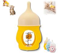 Leak-Proof Squeezable Kitten Bottle, Reusable Pet Feeding Bottle, Pet Silicone Anti-Choking Milk Bottles, Puppy Bottles for Newborn Kittens, Puppies, Small Animals (Yellow,80ML)