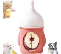 Leak-Proof Squeezable Kitten Bottle, Reusable Pet Feeding Bottle, with Nipples Silicone Puppy Bottles, for Newborn Kittens, Puppies, Small Animals (Pink,20ml)