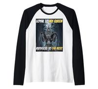 Leal a mi Reina despiadado al Resto Funny Alpha Wolf Meme Camiseta Manga Raglan