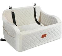 Lealchum Asiento elevador de coche para perros medianos, dos correas de seguridad con clip, cama de coche para dos perros pequeños, extraíble y lavable, cómodo asiento de coche para mascotas, fácil de