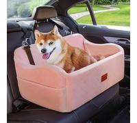 Lealchum Asiento elevador de coche para perros medianos, dos correas de seguridad con clip, cama de coche para dos perros pequeños, extraíble y lavable, cómodo asiento de coche para mascotas, fácil de