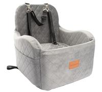 Lealchum Silla de coche para perros pequeños, portátil con fondo elevado, totalmente extraíble y lavable, fácil de instalar y limpiar (gris)