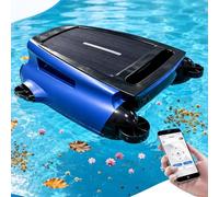 lealovengzh Robot Limpiapiscinas Solar, Skimmer Solar Piscinas con Control App, Limpiador AutomáTico Superficie,BateríA 20h, Cobertura 200m², Sin Cables, Verano 2026 Pro,200m²,Cesta 3.8l Blue