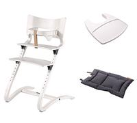 Leander - Adultes Chaise Blanc - Chaise haute - Enfants avec Baby Anse + Plateau Blanc + coussin Dark Grey