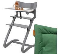 Leander Trona gris Paquete completo con estribo de seguridad, mesa, BORMIOLI nfree de Tink vasos Naranja, Pack de 2 boquillas y asiento cojín verde Cactus