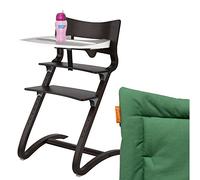 Leander Trona nogal Paquete completo con estribo de seguridad, mesa, BORMIOLI nfree de Tink vasos Naranja, Pack de 2 boquillas y asiento cojín verde Cactus