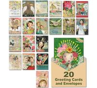 Leanin' Tree The Art of Kelly Rae Roberts - Made in USA - 20 All Occasion Cards Assortment Box with Envelopes, Greeting Cards Assortment Box, Includes Birthday, Thank You, Blank, Get Well, Sympathy
