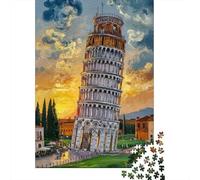 Leaning Tower of Pisa Rompecabezas Italy Landscape 1000 Piezas Papel Reciclado para Mujeres, Regalos para Hombres Rompecabezas para Adultos Juego Educativo Y Desafiante 70x50cm/1000pcs