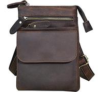 Le'aokuu Hombres Bolsa Pequeña Bolsa de viaje al aire libre Bolso de la cadera Gancho Cinturón Fanny cintura Bolsa de cuero de vaca Bolsa de Mensajero Retro Bolsa 6553 (6553 Marrón 1)
