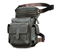 Le'aokuu Hombres Bolsa táctica Bolsa de Escalada Bolsa de Cadera Cinturón Bolso Cinturón Fanny Paquete de Cintura Bolsa de Pierna caída Bolso Mensajero de Cuero 913-5 (913-5 Gris)