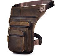 Le'aokuu Hombres Bolsa táctica Bolsa de Escalada Cinturón Bolso Cinturón Fanny Paquete de la Cintura Bolsa de la Pierna caída Bolso Mensajero de Cuero de Vaca 3111 (3111 A marrón)
